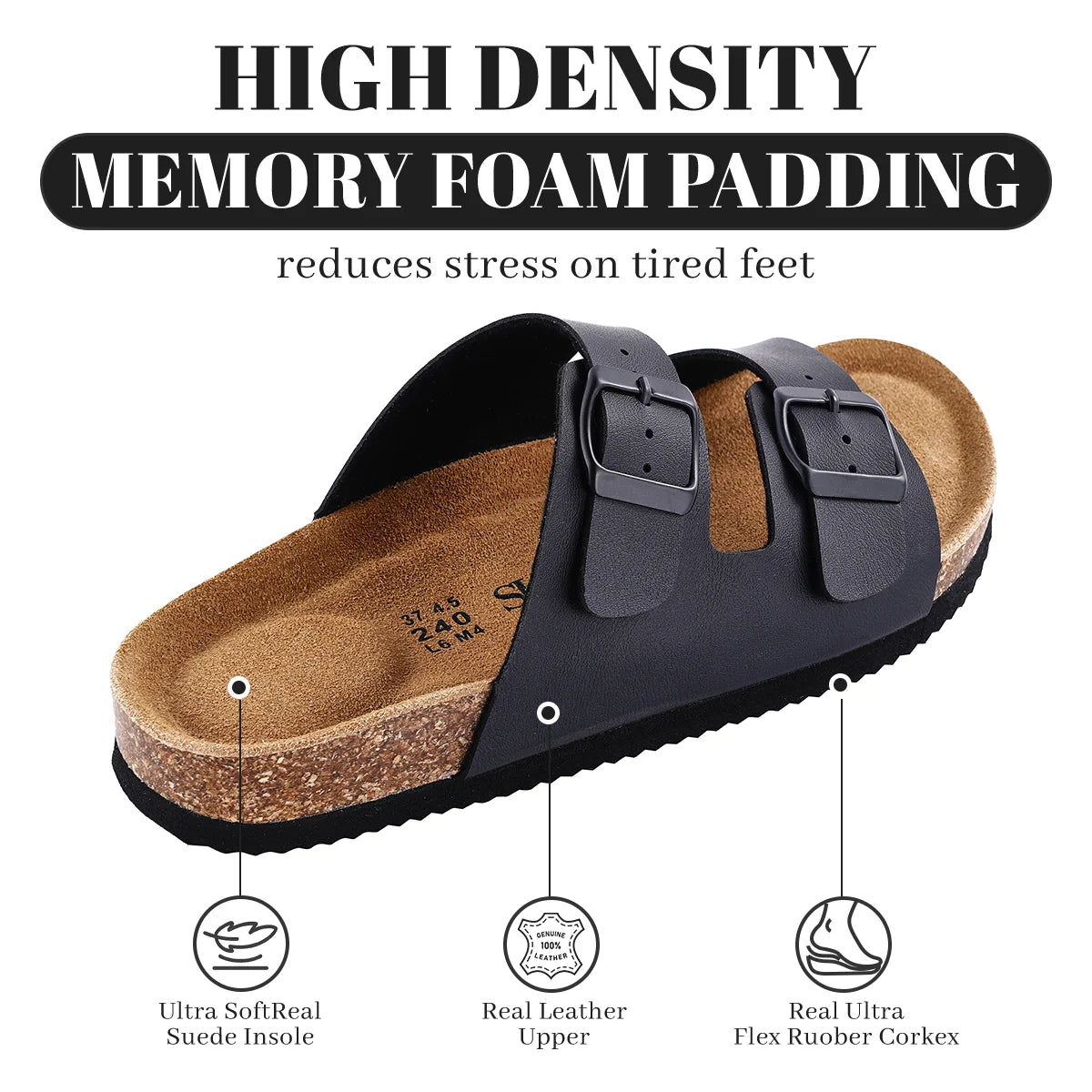 Leather Cork Flip-flop sandals for women