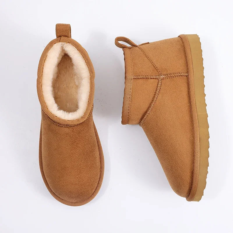 Short Mini Plush Flat Boots