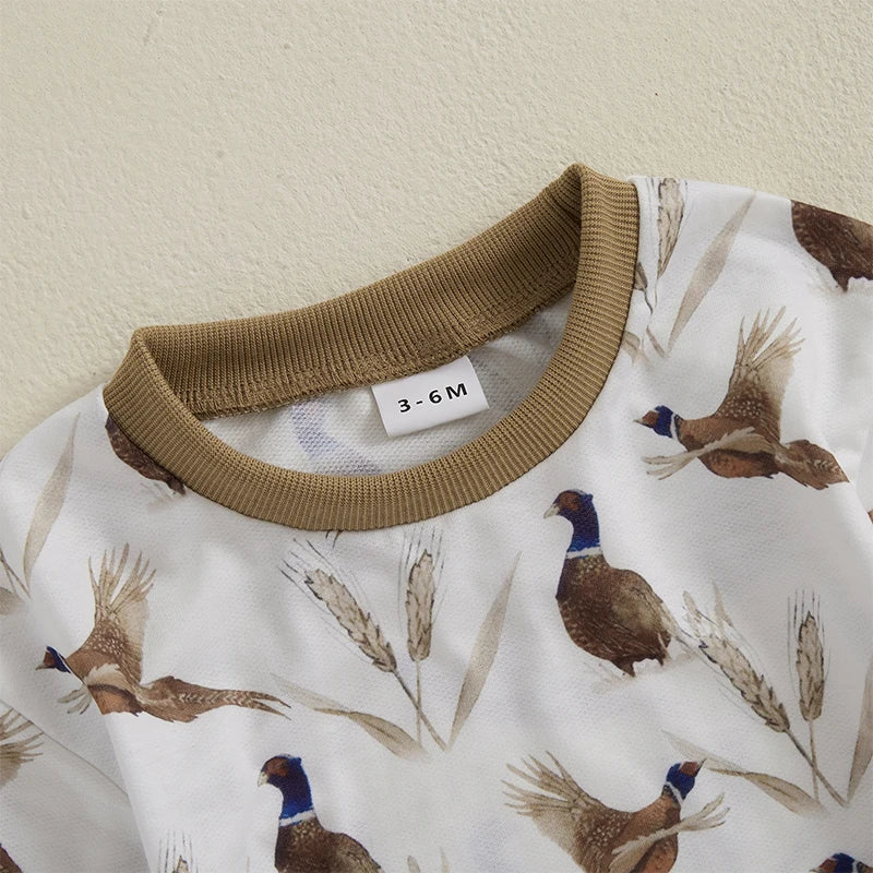 Long Sleeve Toddler Romper Duck Print for Boys