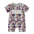 Short Sleeve Infant Boy Cotton Romper with Duck Embroidery for Summer
