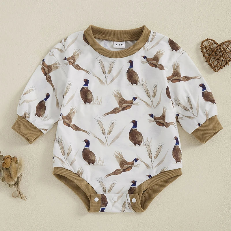 Long Sleeve Toddler Romper Duck Print for Boys