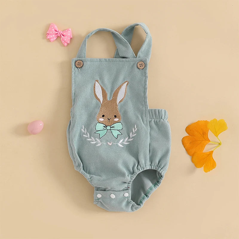 Sleeveless Infant Jumpsuit with Bunny Embroidery for Newborn