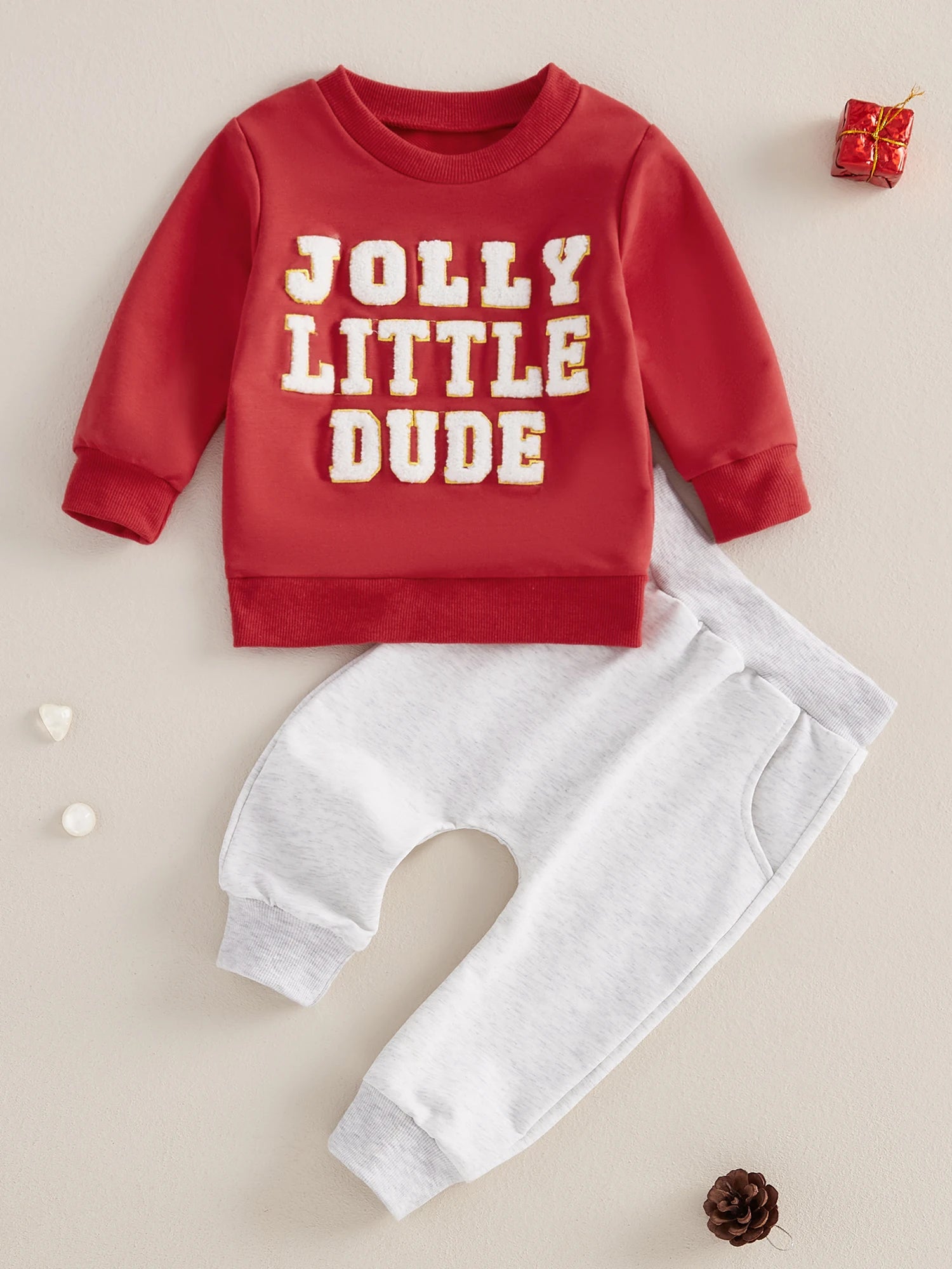 Baby Boy Christmas Pullover Sweatshirt & Elastic Waist Pants Set