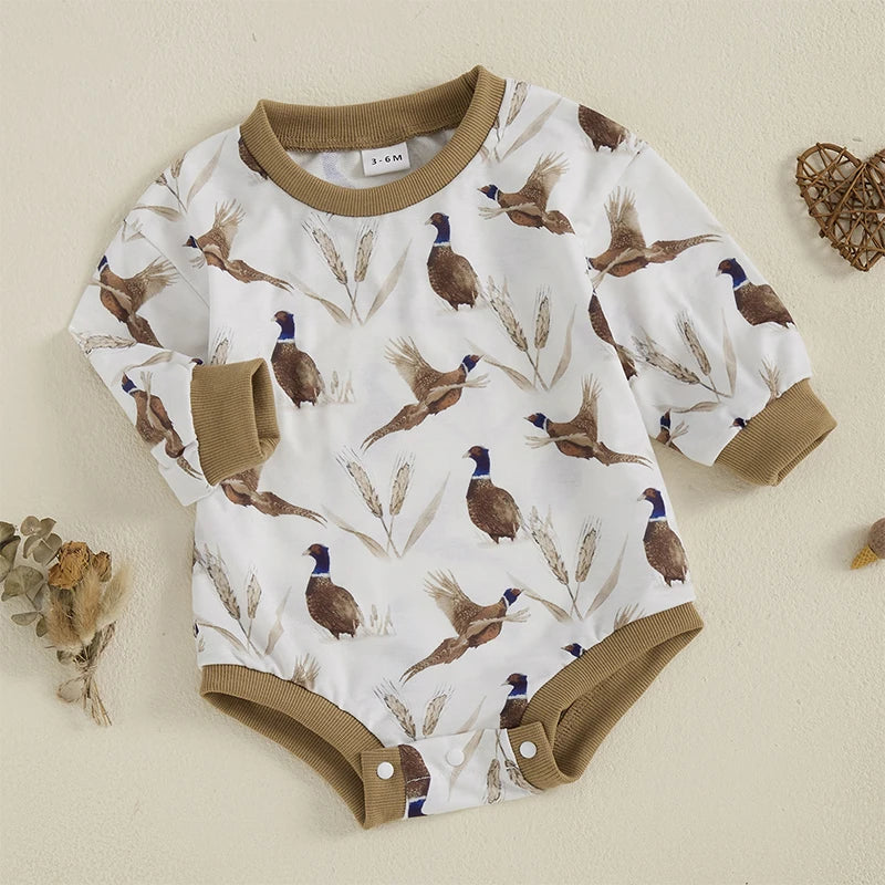 Long Sleeve Toddler Romper Duck Print for Boys