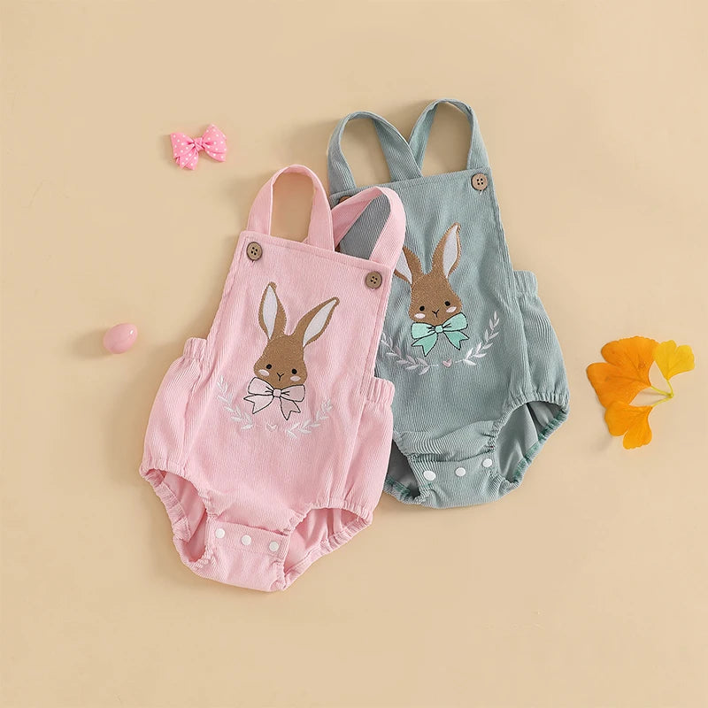 Sleeveless Infant Jumpsuit with Bunny Embroidery for Newborn