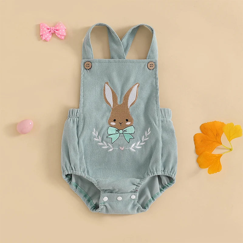 Sleeveless Infant Jumpsuit with Bunny Embroidery for Newborn