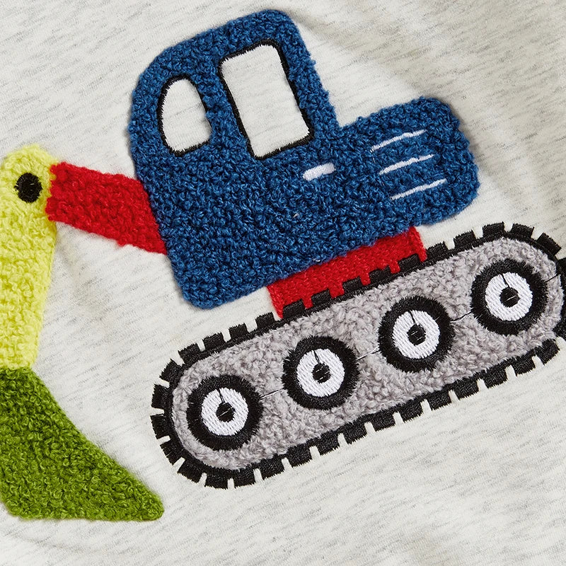 Boys Long Sleeve Crewneck Pullover with Vehicle Detail