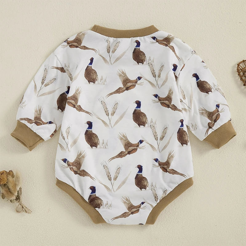 Long Sleeve Toddler Romper Duck Print for Boys