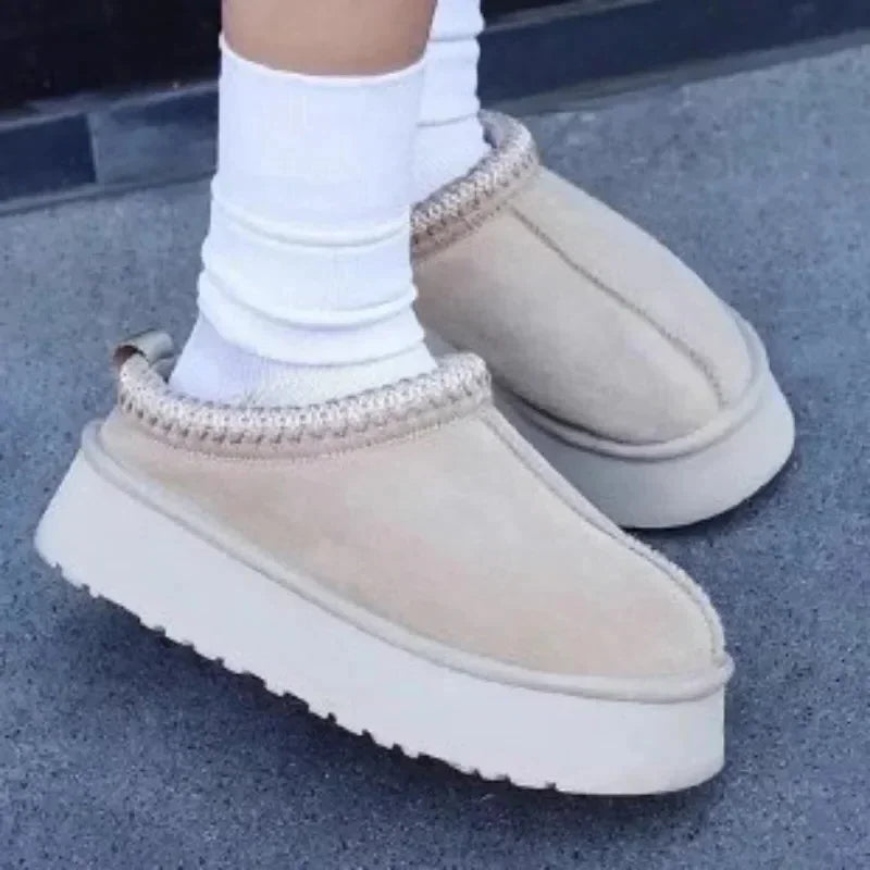 Plush Warm Suede Platform Slip-on Shoes