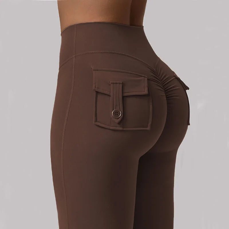 Women's Wide-Leg Yoga Trousers, High-Waisted with Tummy-Control and Pockets