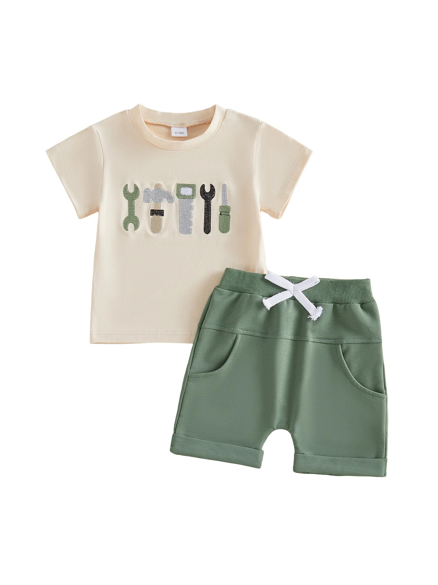 Baby Boys Tool Print Short Sleeve 2 Piece Summer Outfits