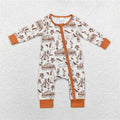 Long Sleeve Infant Boys Western Horse Cactus Print Zip Romper