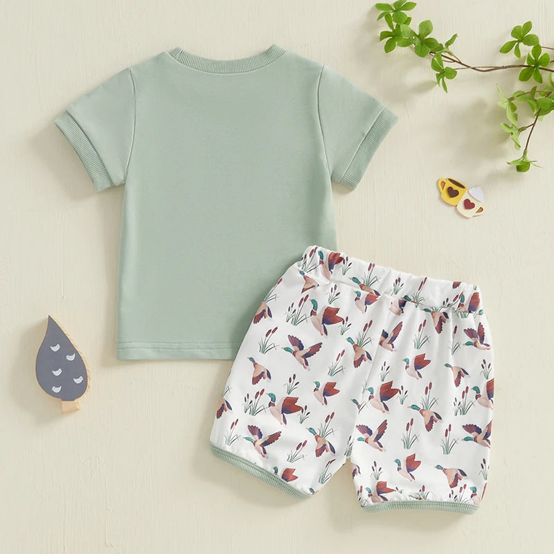 Toddler Boys Short Sleeve T-Shirt and Elastic Waist Shorts Set