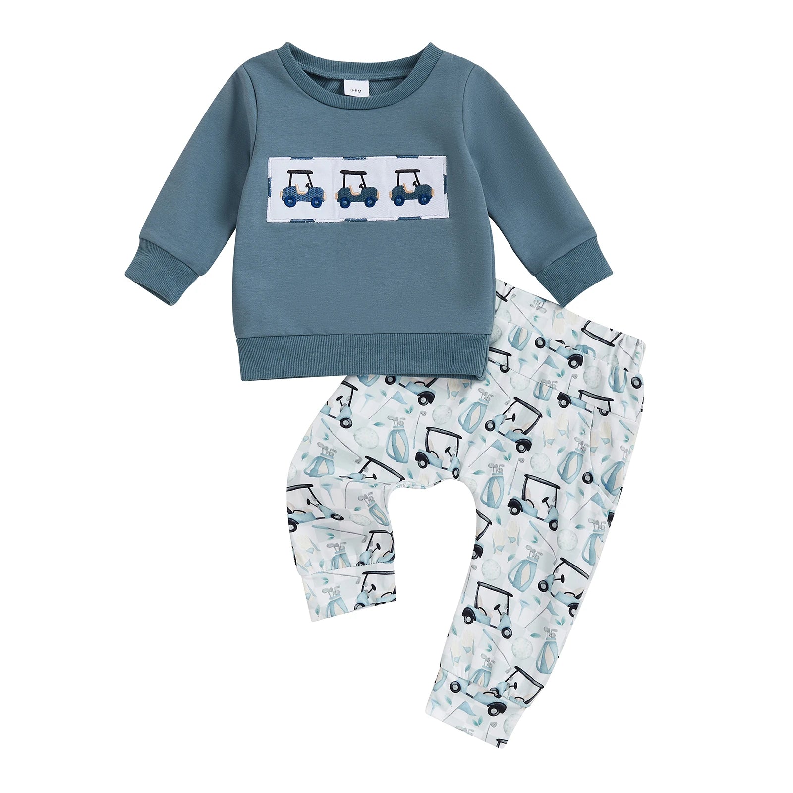 2-piece Boys Sweatshirt and Pants Set with Golf Carts