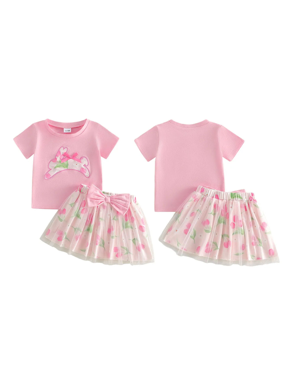 Infant Girls Bunny Tee and Floral Print Skirt - 2-Piece Set