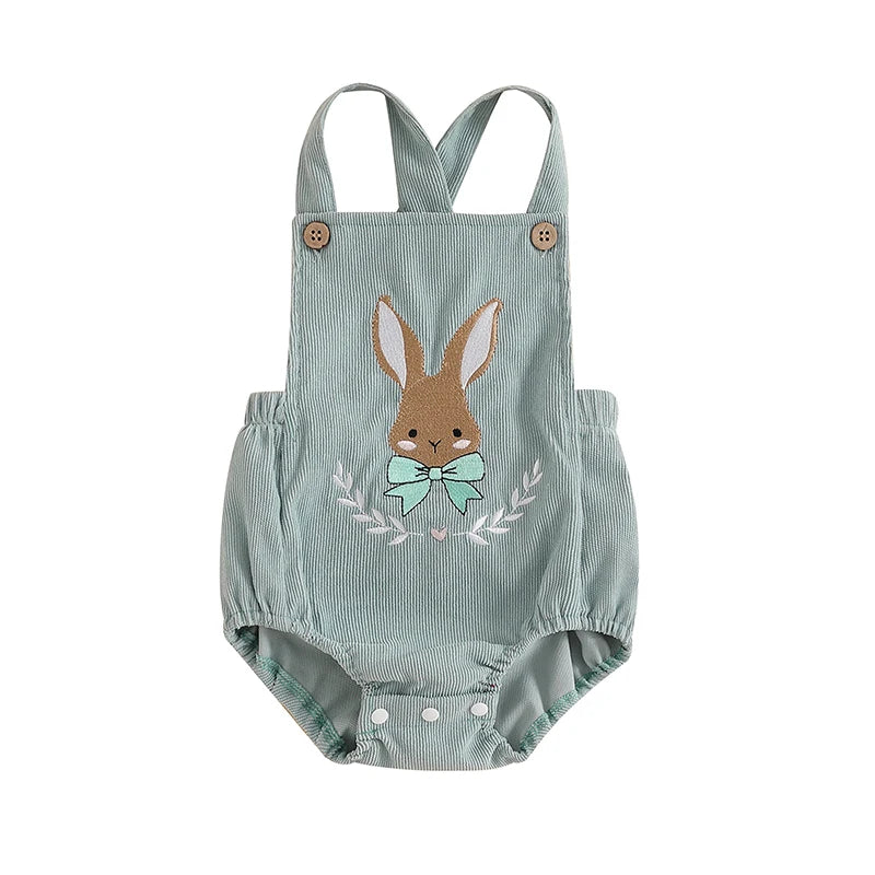 Sleeveless Infant Jumpsuit with Bunny Embroidery for Newborn