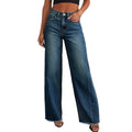 High Waist Straight Leg Frayed Hem Distressed Patchwork Women's Jeans