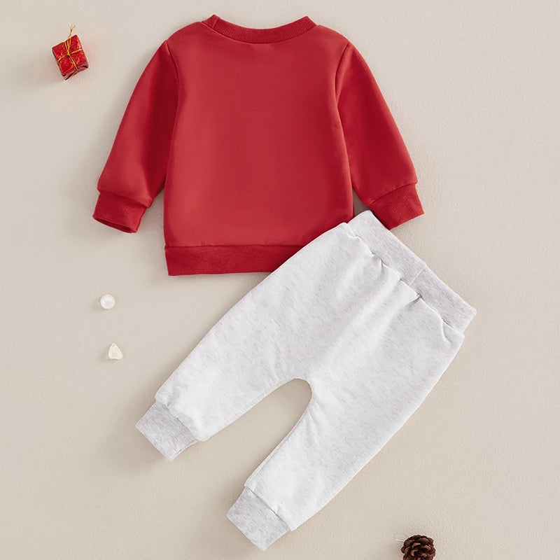 Baby Boy Christmas Pullover Sweatshirt & Elastic Waist Pants Set