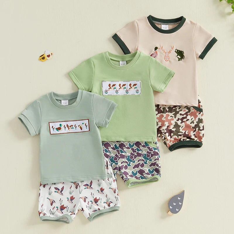 Toddler Boys Short Sleeve T-Shirt and Elastic Waist Shorts Set