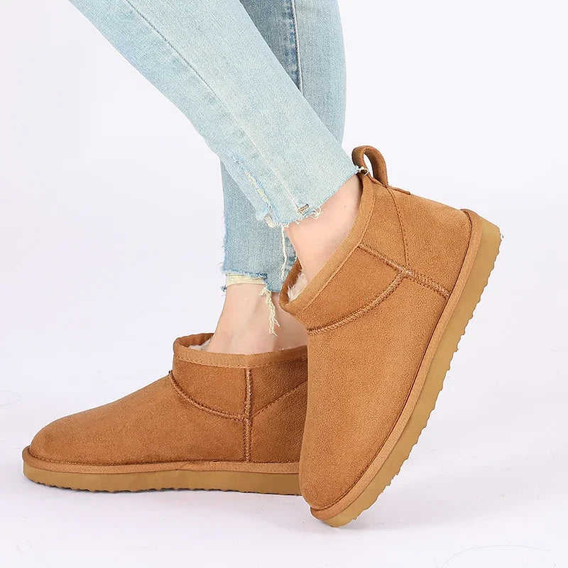 Short Mini Plush Flat Boots