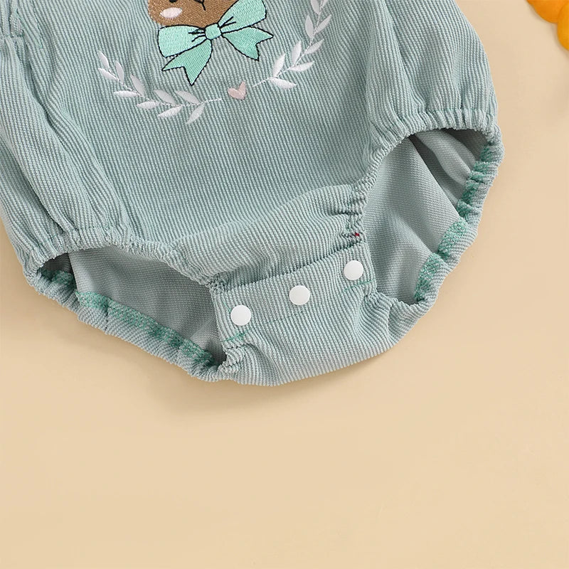 Sleeveless Infant Jumpsuit with Bunny Embroidery for Newborn