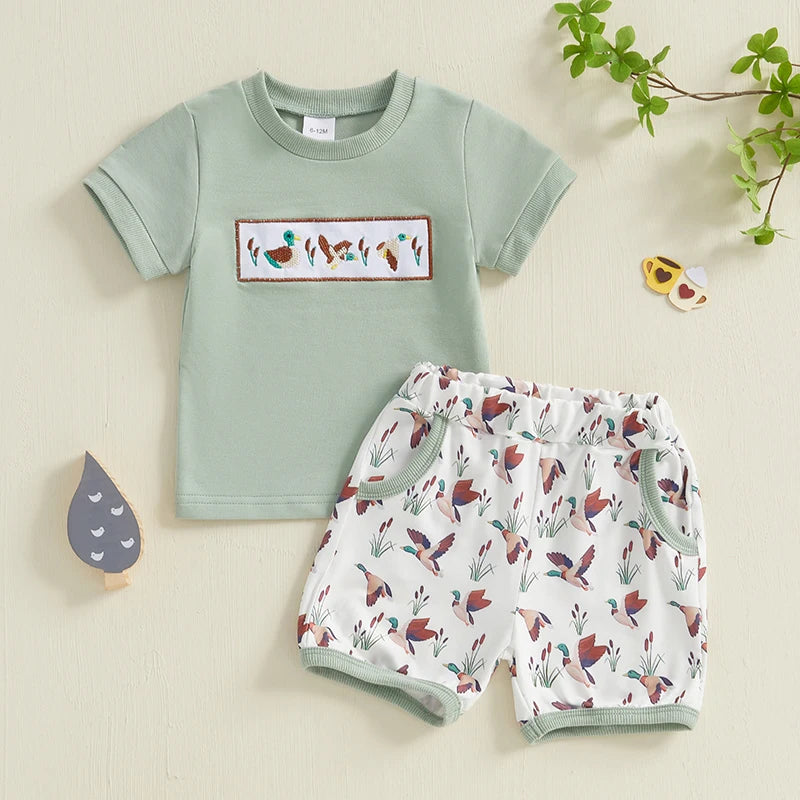 Toddler Boys Short Sleeve T-Shirt and Elastic Waist Shorts Set