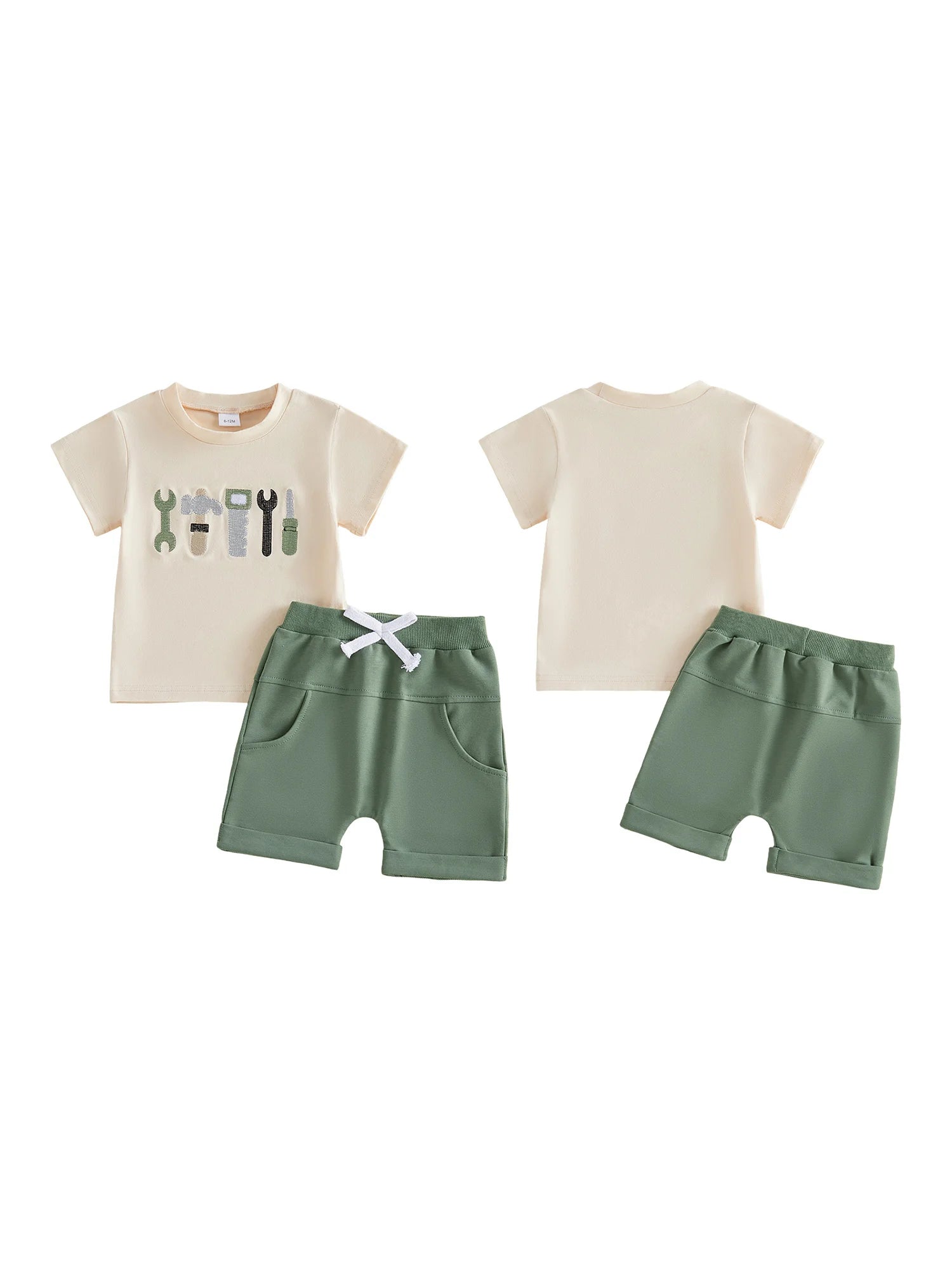 Baby Boys Tool Print Short Sleeve 2 Piece Summer Outfits
