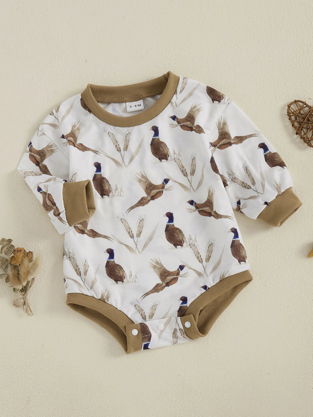 Long Sleeve Toddler Romper Duck Print for Boys