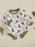 Long Sleeve Toddler Romper Duck Print for Boys