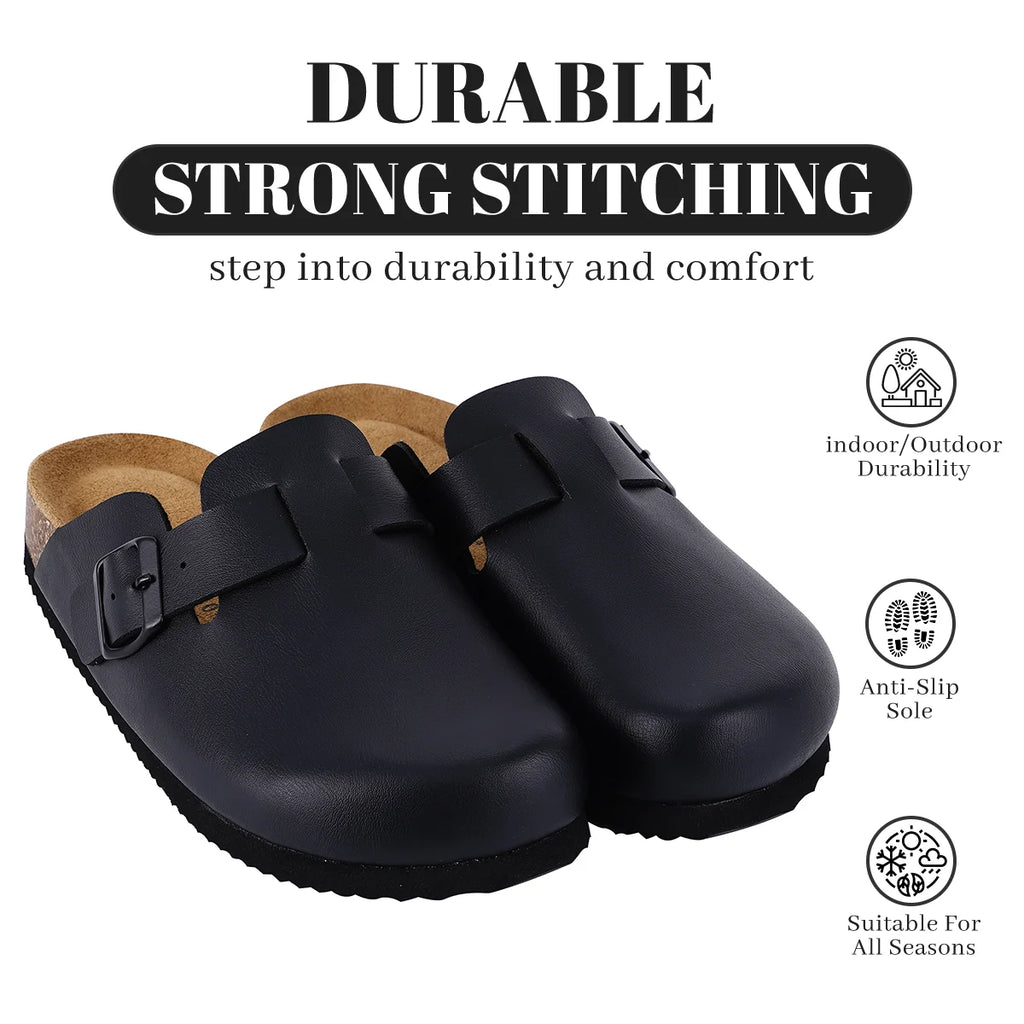 Leather Cork Mule Clogs For Women