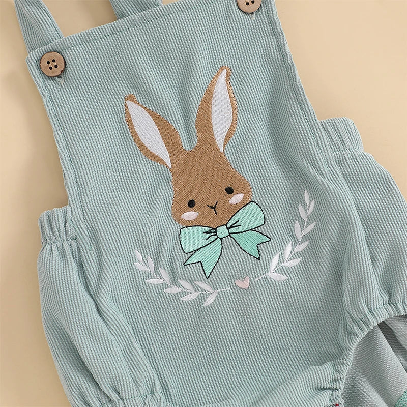Sleeveless Infant Jumpsuit with Bunny Embroidery for Newborn