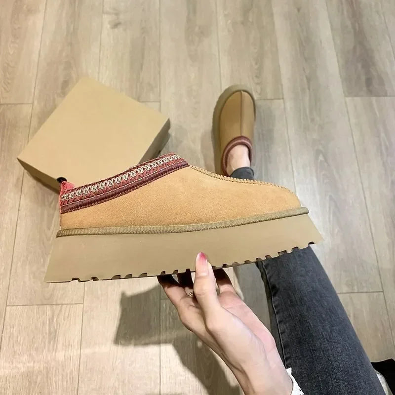 Plush Warm Suede Platform Slip-on Shoes