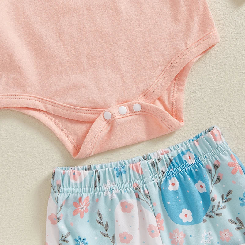 Baby Girl Long Sleeve Romper with Flare Pants and Headband