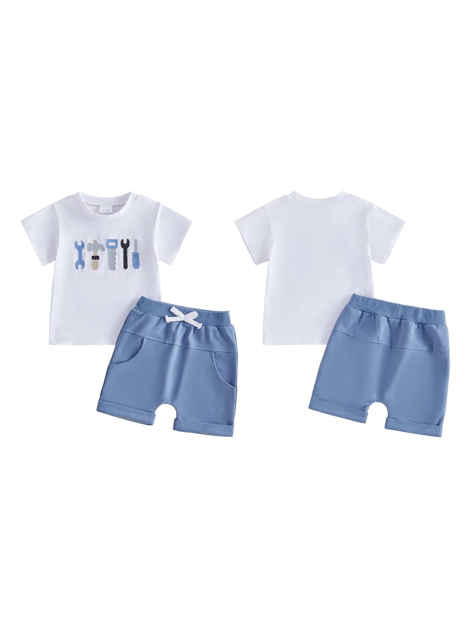Baby Boys Tool Print Short Sleeve 2 Piece Summer Outfits