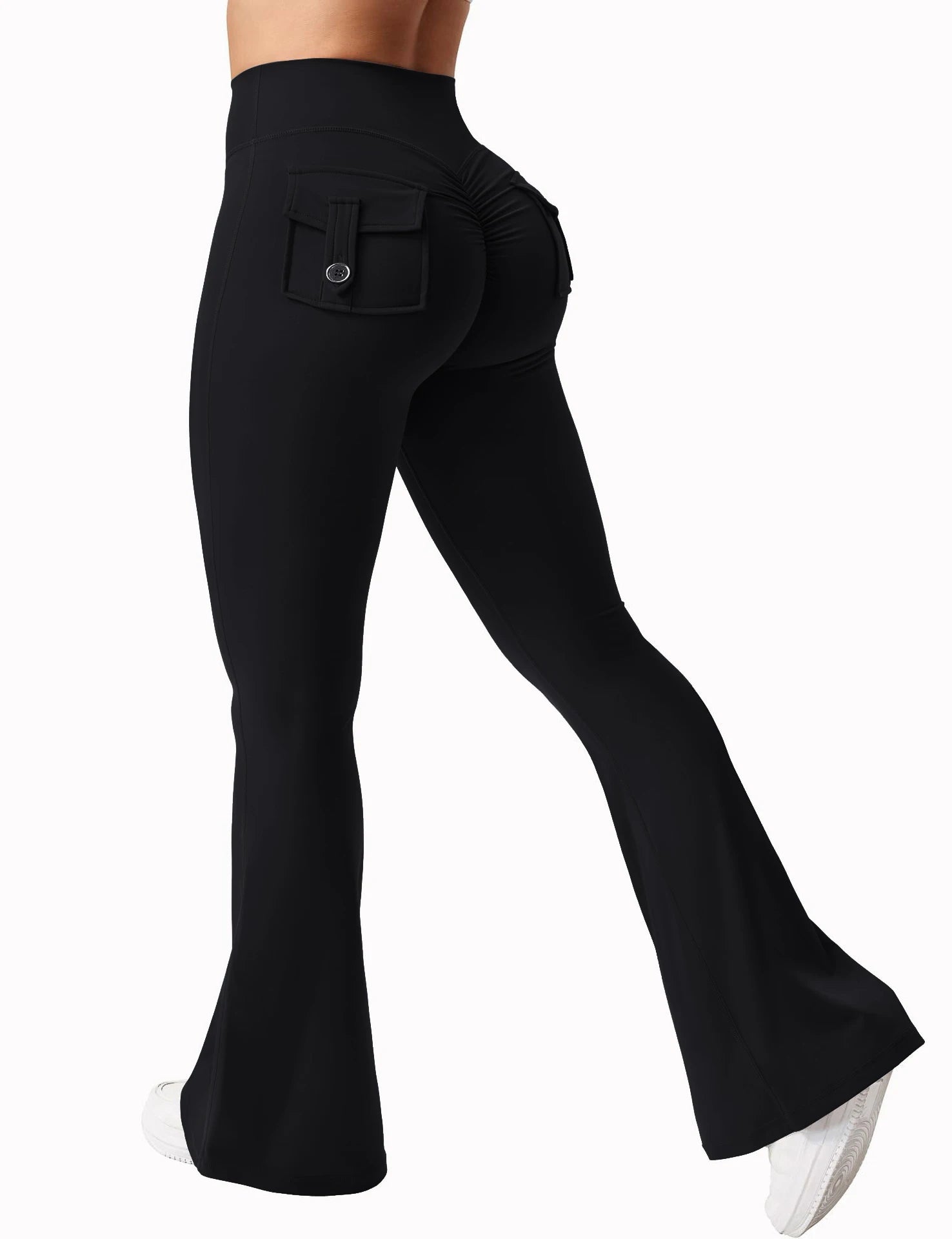 Women's Wide-Leg Yoga Trousers, High-Waisted with Tummy-Control and Pockets