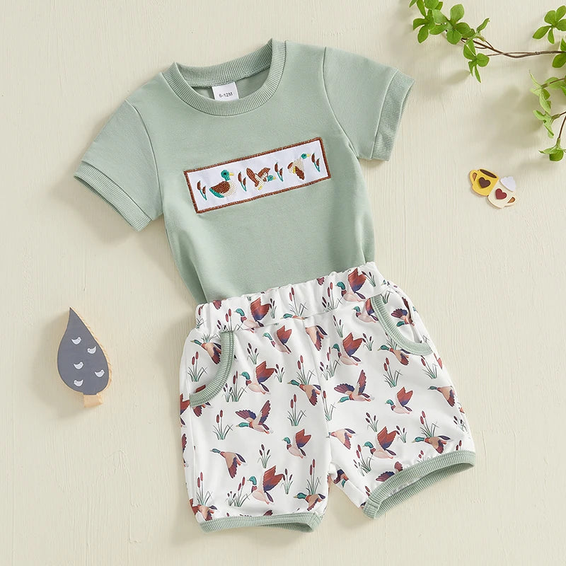Toddler Boys Short Sleeve T-Shirt and Elastic Waist Shorts Set