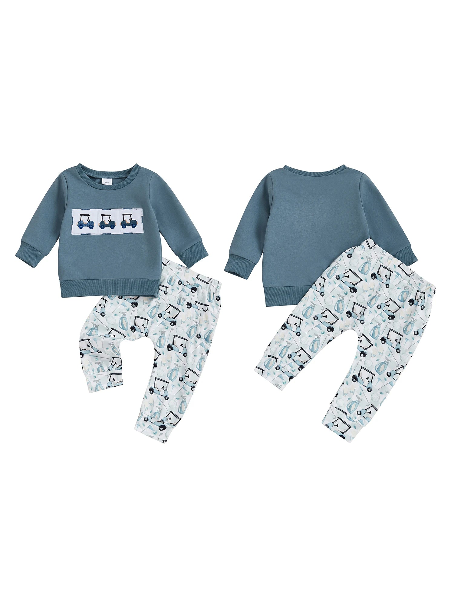 2-piece Boys Sweatshirt and Pants Set with Golf Carts