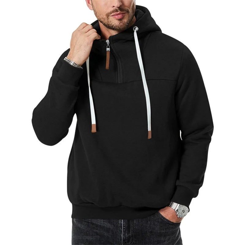 Mens Lightweight Hooded Sweatshirt with Zipper Closure