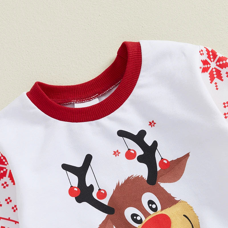 Boys Long Sleeve Sweatshirt with Drawstring Christmas Pants Set