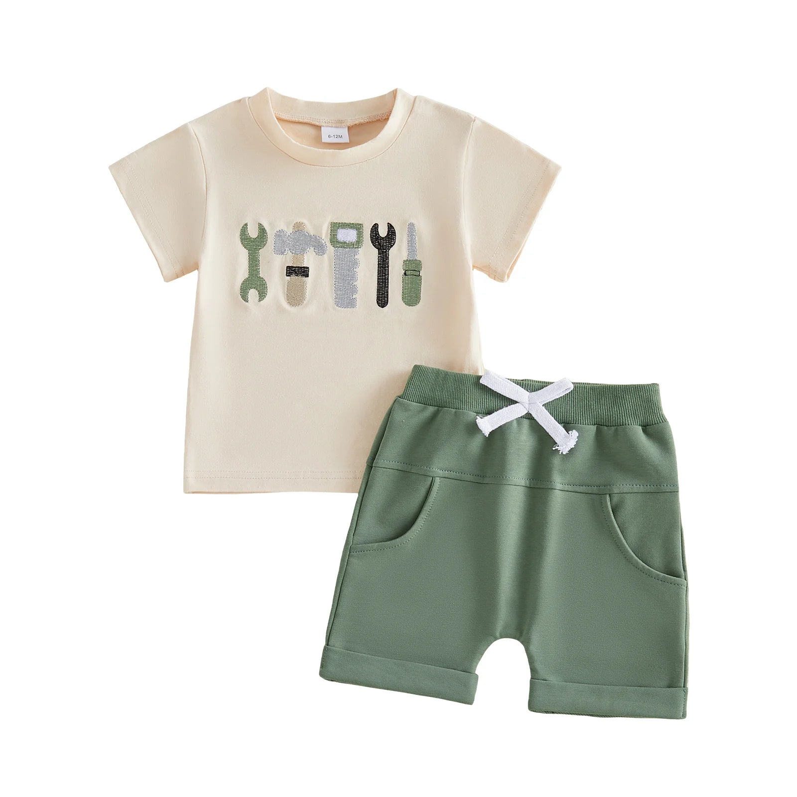 Baby Boys Tool Print Short Sleeve 2 Piece Summer Outfits