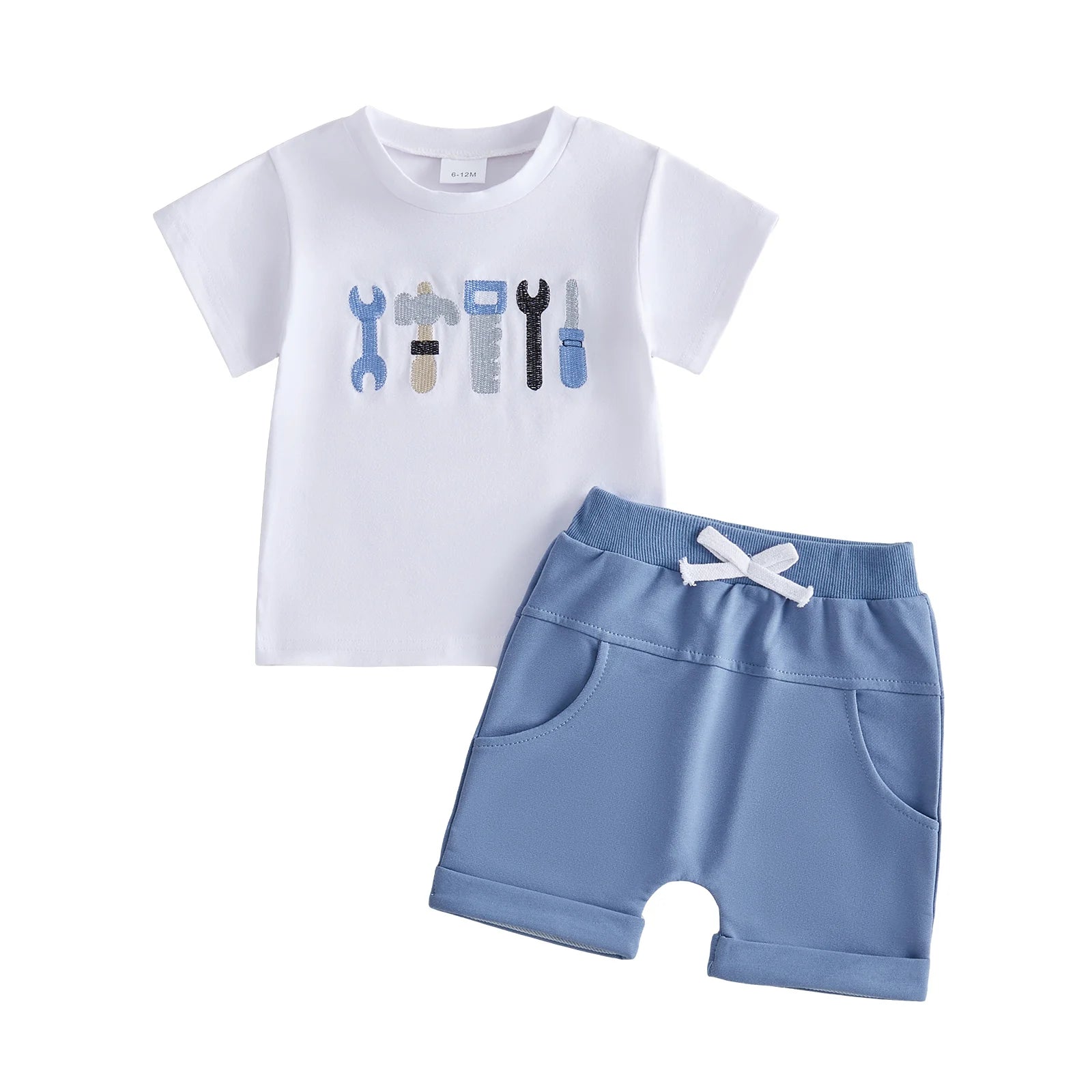 Baby Boys Tool Print Short Sleeve 2 Piece Summer Outfits