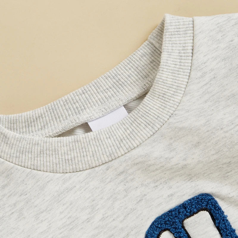 Boys Long Sleeve Crewneck Pullover with Vehicle Detail