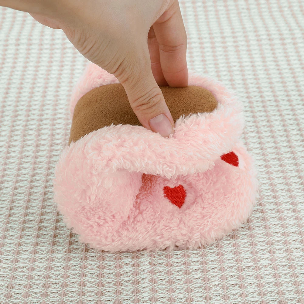 Plush Furry Heart Slippers for Women